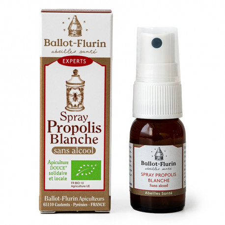 Spray à la Propolis Blanche sans alcool BIO (gorge/bouche) - 15ml