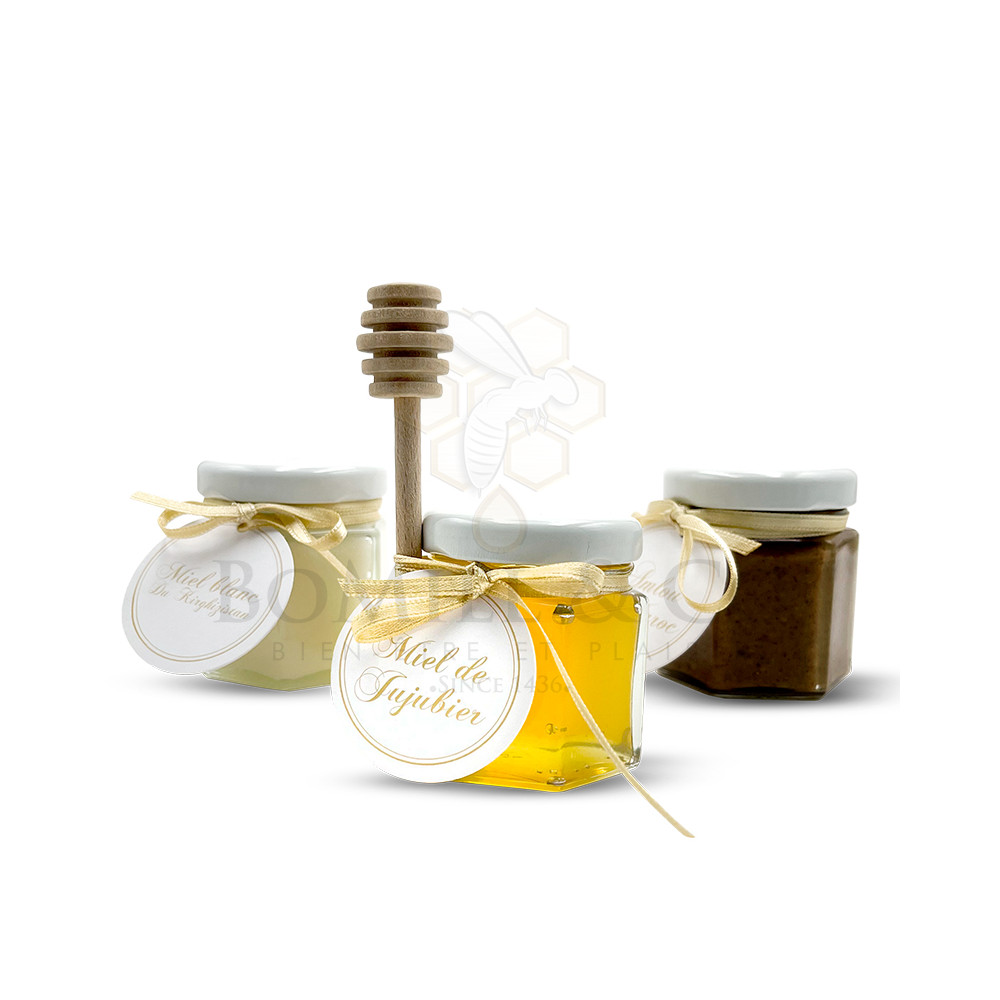 Coffret Cadeau de miels et infusions bio - 3 pots et 9 sachets