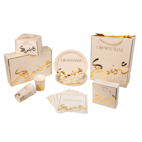 Assiettes EID MUBARAK doré - Lot de 6