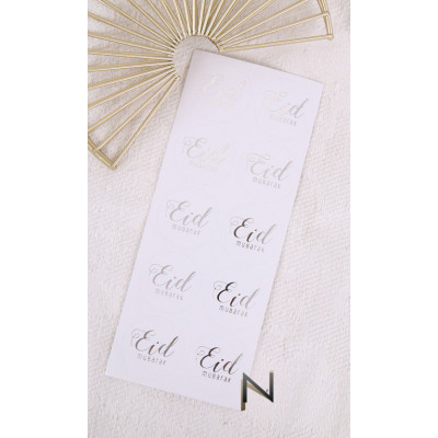 Stickers EID MUBARAK argenté x10