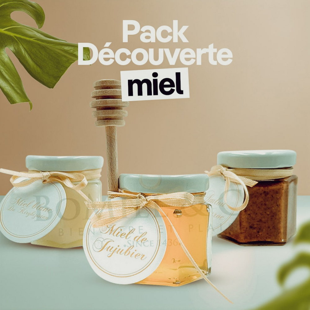 Pot de Miel de Jujubier, Miel Blanc, Amlou en Pack - BioMiel&Co