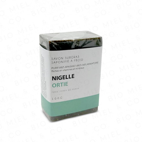 Savon solide saponifié à froid nigelle & ortie