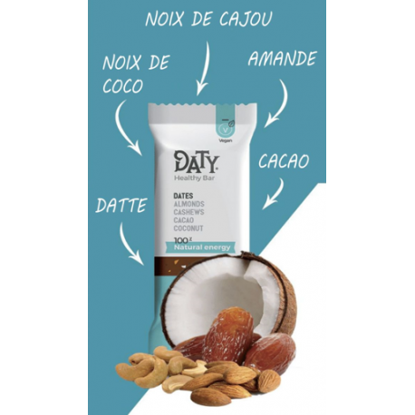 Barre énergétique naturelle aux dattes noix de coco et cacao - 47g