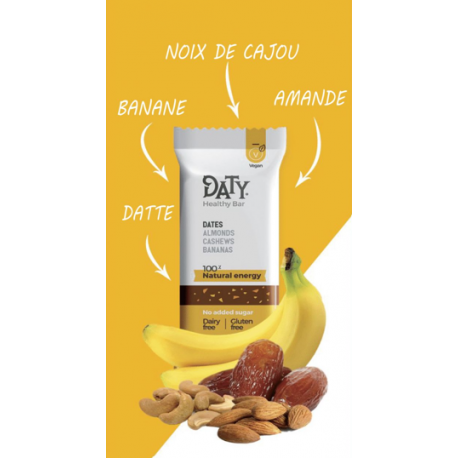 Barre énergétique naturelle aux dattes amandes noix cajou et bananes - 47g